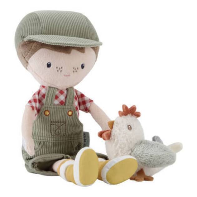 LITTLE DUTCH Kuschelpuppe Farmer Jim Mit Huhn 35cm
