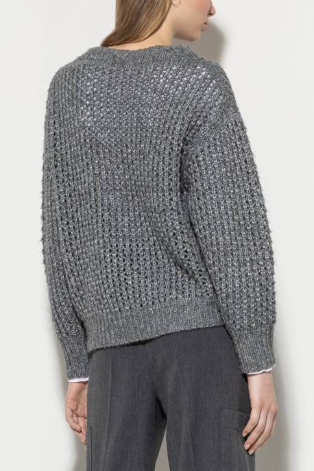 LUISA CERANO V-Pullover In Netz-Struktur