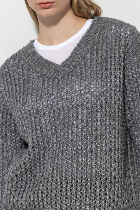 LUISA CERANO V-Pullover In Netz-Struktur