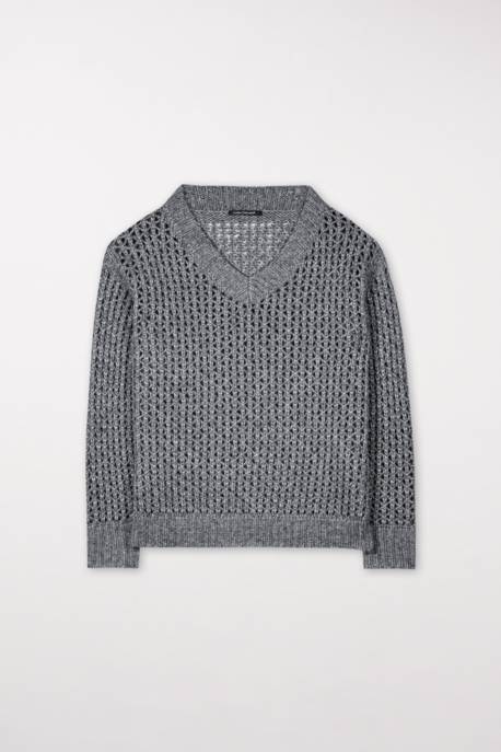 LUISA CERANO V-Pullover in Netz-Struktur