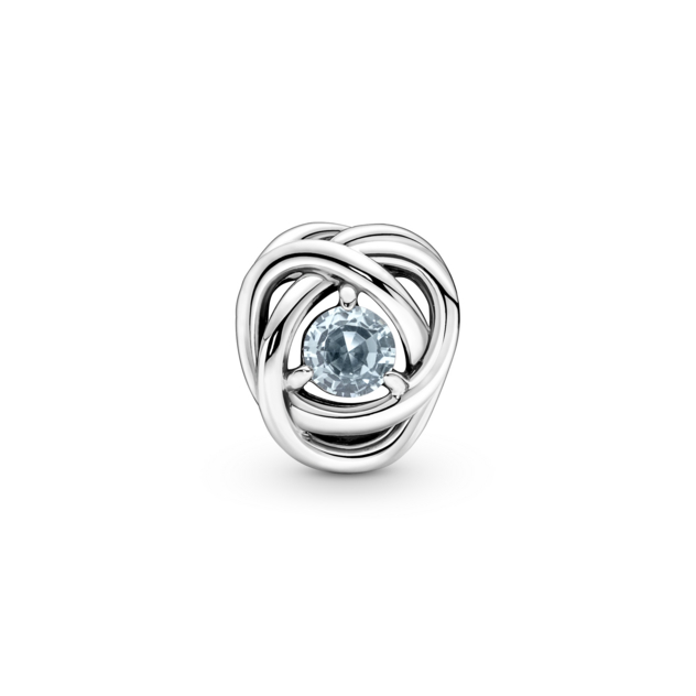PANDORA März Geburtsstein Meer Aquablauer Ewigkeitskreis Charm