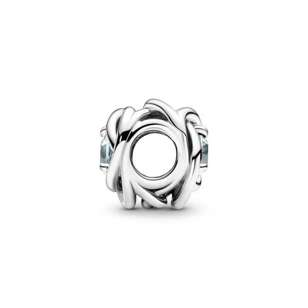 PANDORA März Geburtsstein Meer Aquablauer Ewigkeitskreis Charm
