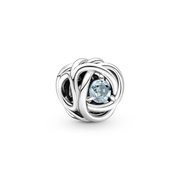 PANDORA März Geburtsstein Meer Aquablauer Ewigkeitskreis Charm