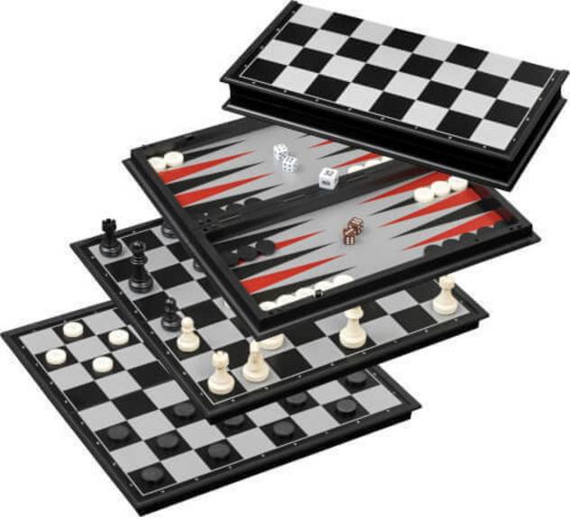 Mattel Spiele Schach-Backgammon-Dame-Set magnetis