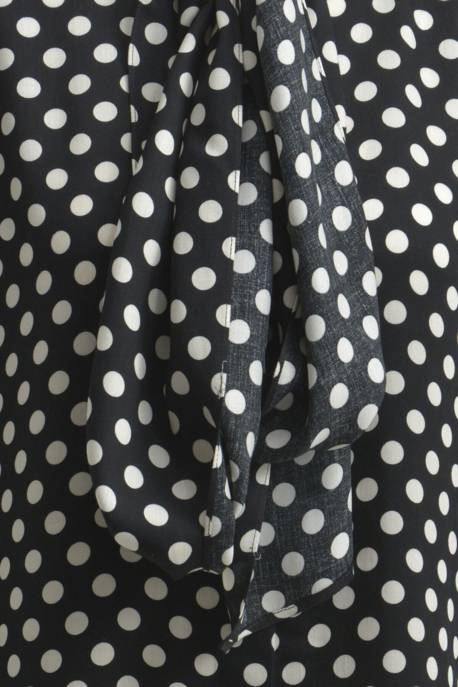 MILANO ITALY BLOUSE W BOW TIE SCARF AE PLACKET A