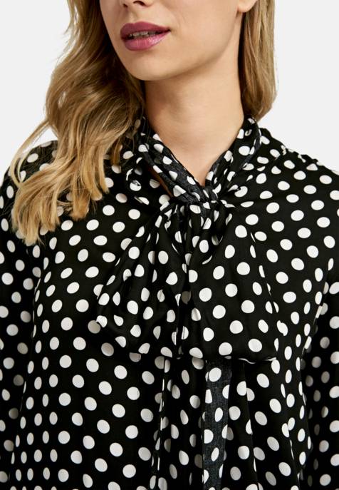 MILANO ITALY BLOUSE W BOW TIE SCARF AE PLACKET A