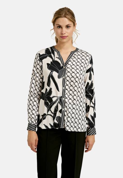 MILANO ITALY BLOUSE W ROUNDNECK AE PLACKET