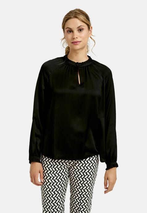 MILANO ITALY BLOUSE W STAND UP COLLAR W RUFFLES