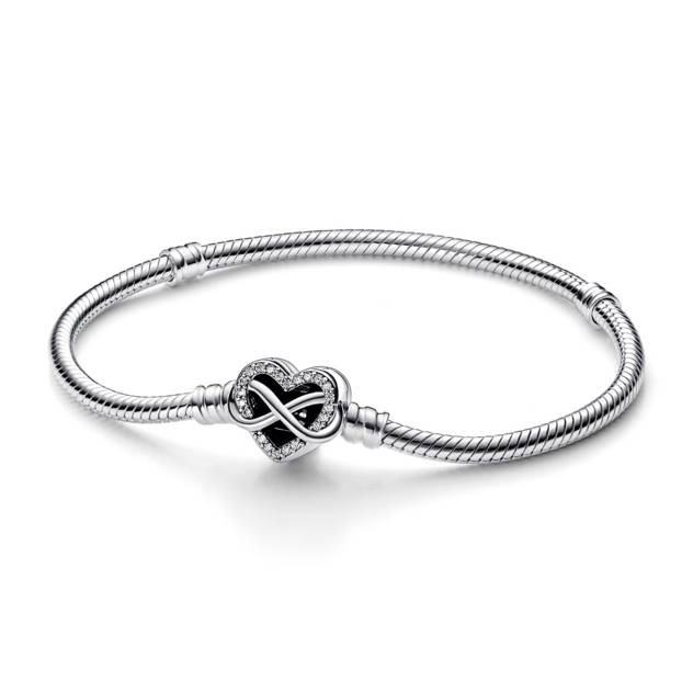 PANDORA Moments Schlangen-Gliederarmband mit Funklendem Unendlichkeits-Herzverschluss
