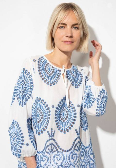 More & More Blue Lace Tunic Blouse