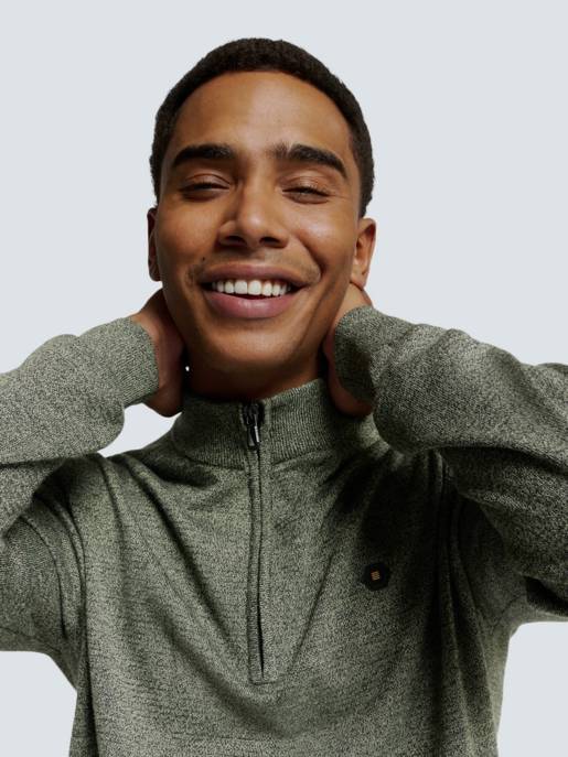 No Excess Pullover Half Zip 2 Coloured Melange