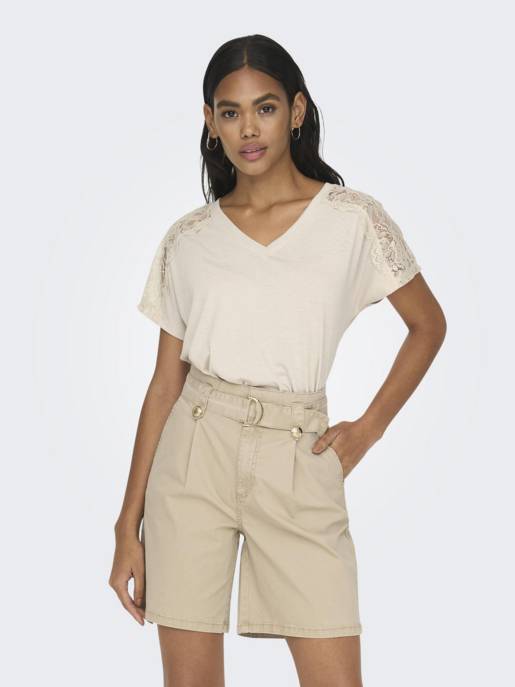 ONLY ONLAUGUSTA LIFE S/S LACE MIX TOP JRS