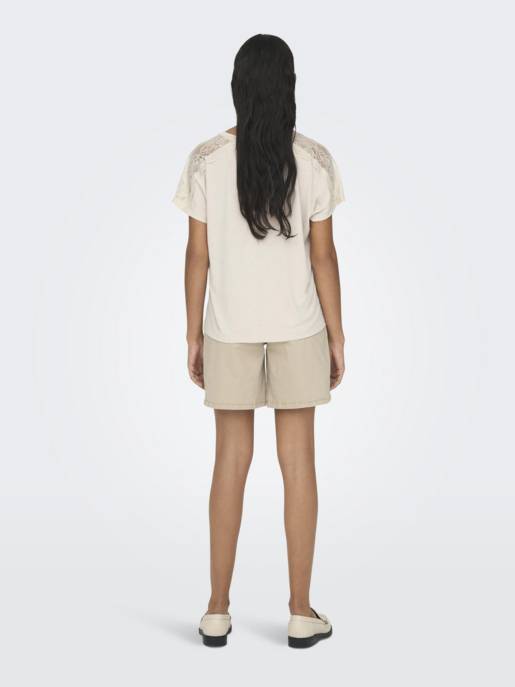ONLY ONLAUGUSTA LIFE S/S LACE MIX TOP JRS