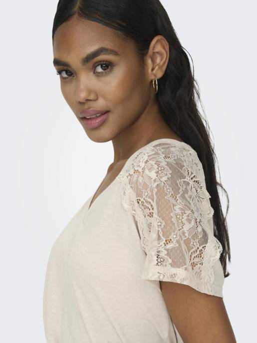 ONLY ONLAUGUSTA LIFE S/S LACE MIX TOP JRS
