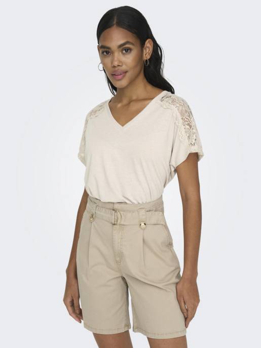 ONLY ONLAUGUSTA LIFE S/S LACE MIX TOP JRS