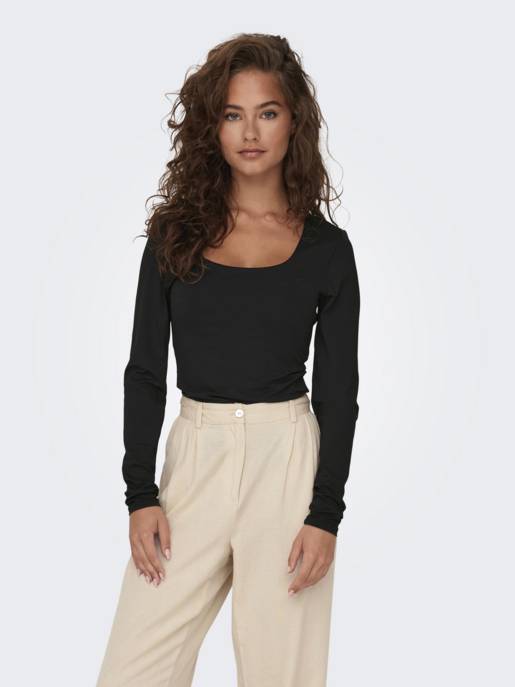 ONLY ONLEA L/S 2-WAY DEEP NECK TOP JRS NOOS