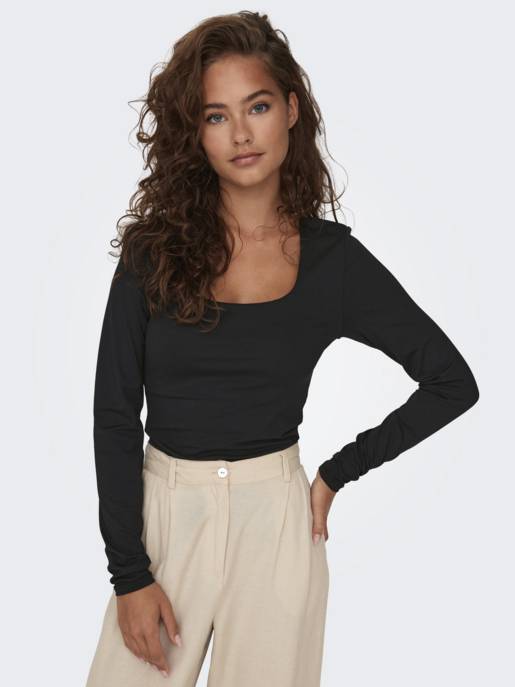 ONLY ONLEA L/S 2-WAY DEEP NECK TOP JRS NOOS