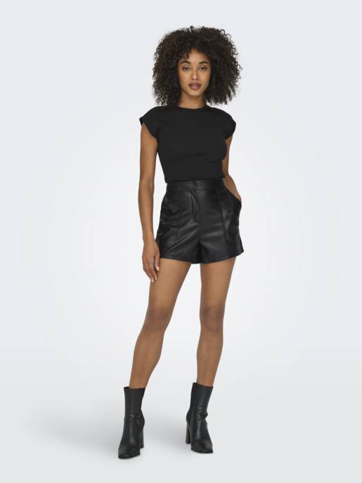 ONLY ONLTRICIA FAUX LEATHER SHORTS OTW N