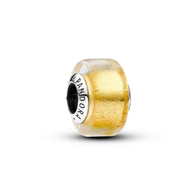 PANDORA Goldfarbenes Murano-Glas Mini-Charm