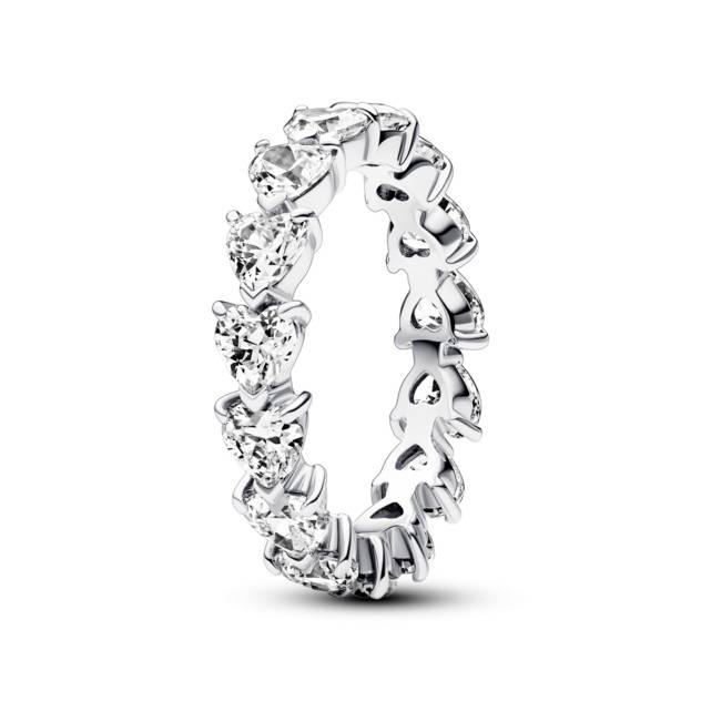 PANDORA Hearts Sterling Silver Ring With Clear C