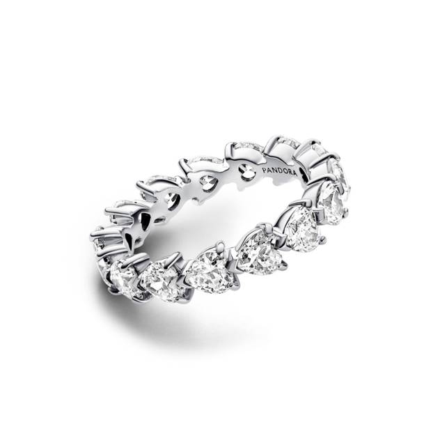 PANDORA Hearts sterling silver ring with clear c