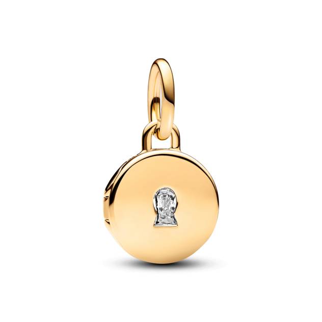 PANDORA Key hole engravable locket 14k gold-plat