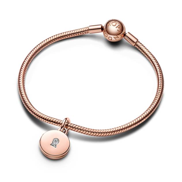 PANDORA Key Hole Engravable Locket 14k Rose Gold