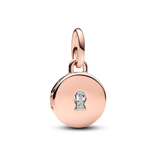 PANDORA Key hole engravable locket 14k rose gold