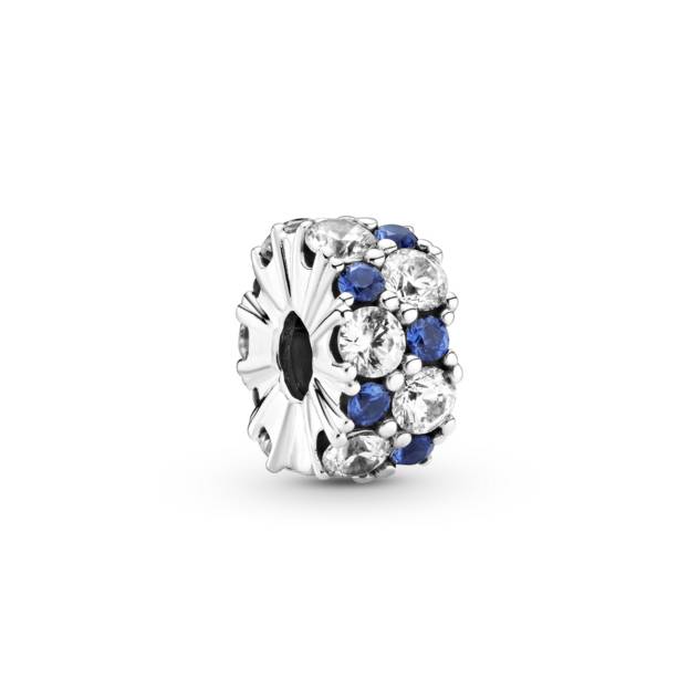 PANDORA Klares & blau funkelndes Clip-Charm