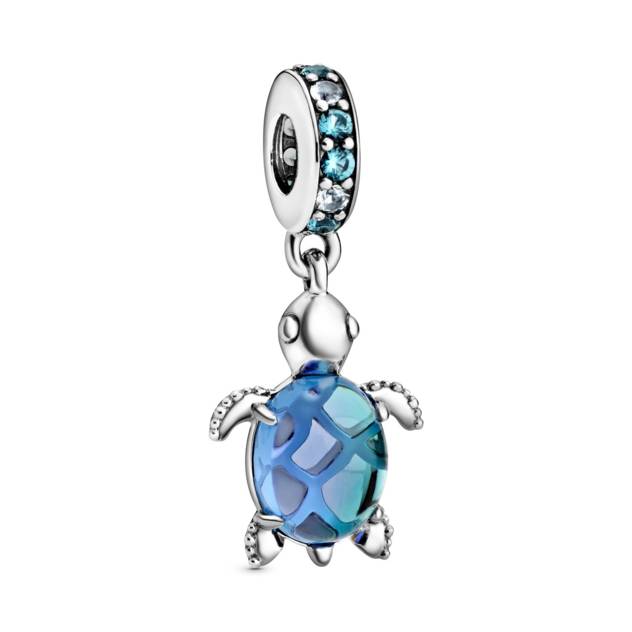 PANDORA Sea turtle sterling silver dangle with i