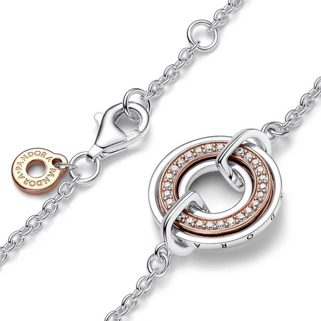 PANDORA Signature Bicolor Logo & Pavé-Gliederarmband