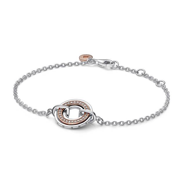 PANDORA Signature Bicolor Logo & Pavé-Gliederarmband