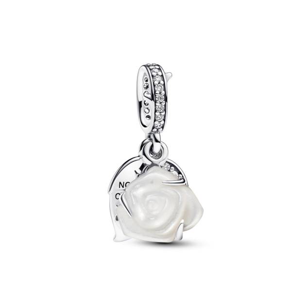 PANDORA Weiße Blühende Rose Doppelter Charm-Anhä