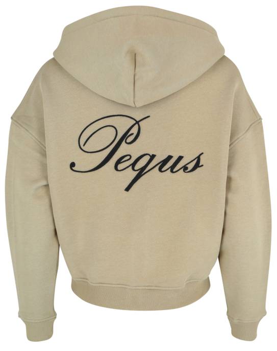 PEQUS Cropped Handwritten Logo Zip Hoodie