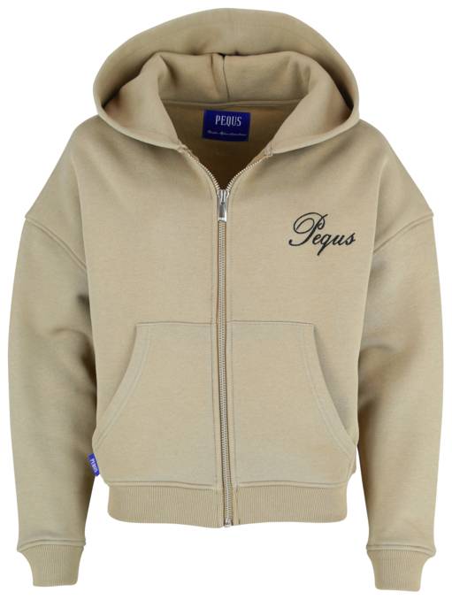 PEQUS Cropped Handwritten Logo Zip Hoodie