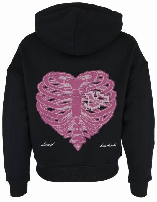 PEQUS Cropped Island Of Heartbreaks Pink Hoodie