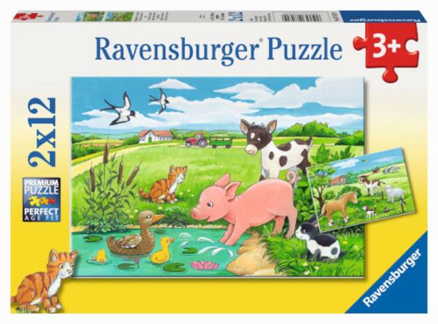 Ravensburger Ravensburger 07582 Puzzle Tierkinder auf dem Land 2 x 12 Teile