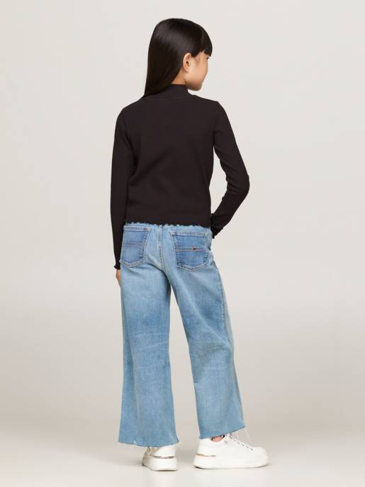 Tommy Hilfiger RIB TOP LS - Langarm, Hoher Rundhalsausschnitt