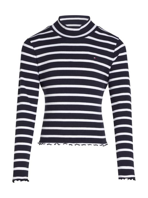 Tommy Hilfiger RIB TOP LS - Langarm, Hoher Rundhalsausschnitt