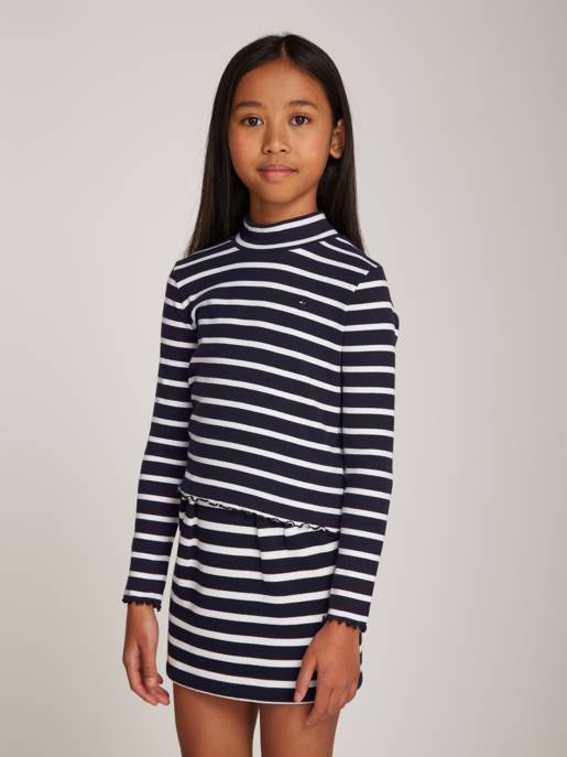 Tommy Hilfiger RIB TOP LS - Langarm, Hoher Rundhalsausschnitt