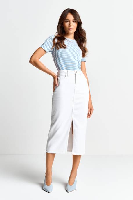 Rich&royal Long White Denim Skirt Organic