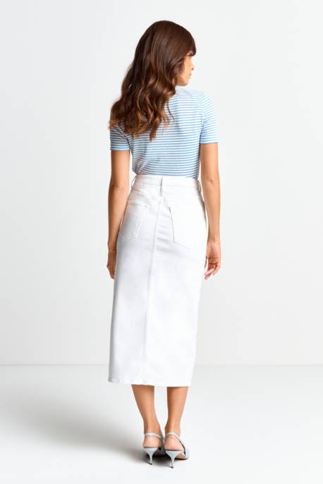 Rich&royal Long White Denim Skirt Organic