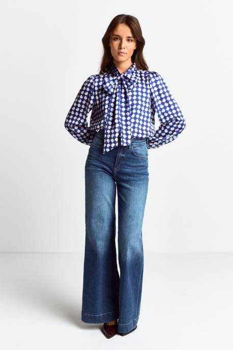 Rich&royal Printed Blouse With Bow Recycled