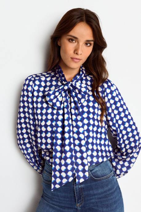 Rich&royal Printed Blouse With Bow Recycled