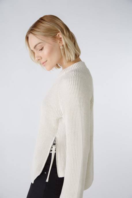 OUI RUBI Pullover Mit Reißverschluss, In Reiner Baumwolle