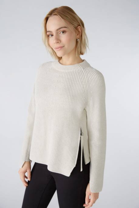 OUI RUBI Pullover Mit Reißverschluss, In Reiner Baumwolle