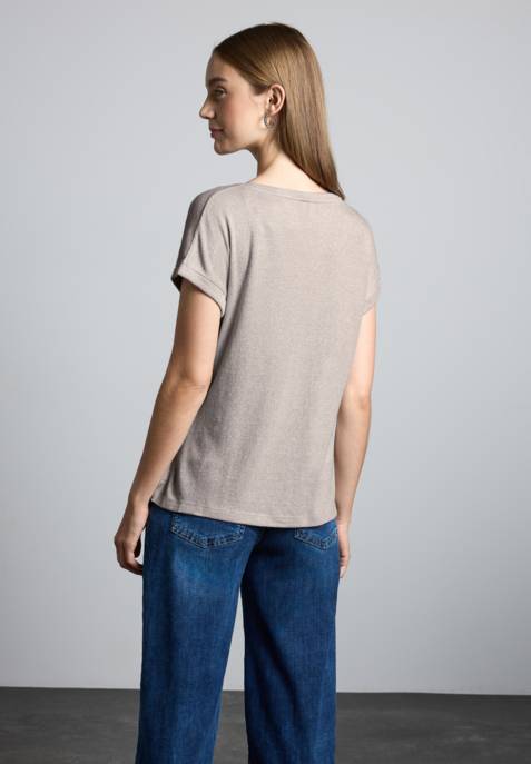 Street One LTD QR Rounded V-neck Shiny Sh