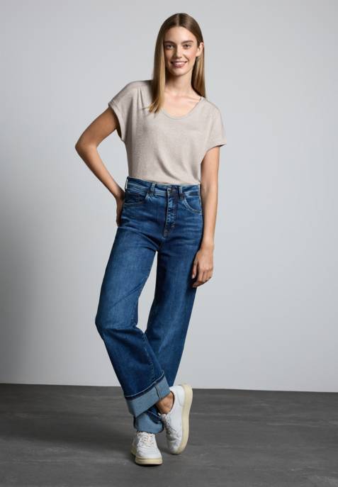 Street One LTD QR Rounded V-neck Shiny Sh
