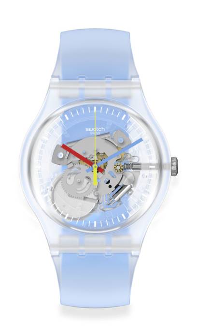 Swatch Uhr "Clearly blue striped"