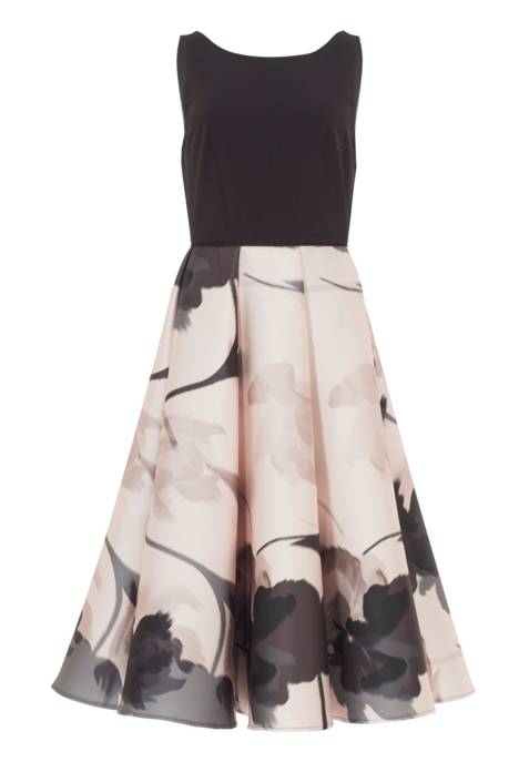 SWING Cocktail Kleid Aus Bedrucktem Twill